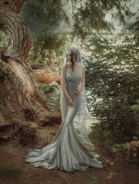 Gümüş elbisenin içinde genç prenses