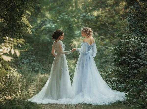 Due belle ragazze camminano nella natura autunnale — Foto Stock