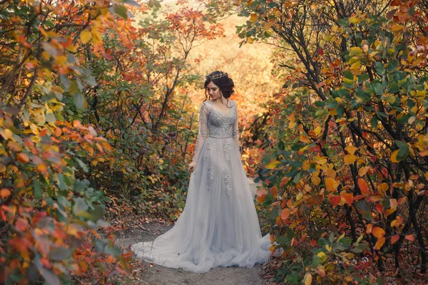 Mooi meisje in een prachtige herfst tuin — Stockfoto