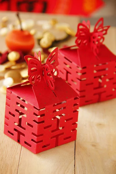 Κόκκινα κουτιά δώρου — Φωτογραφία Αρχείου