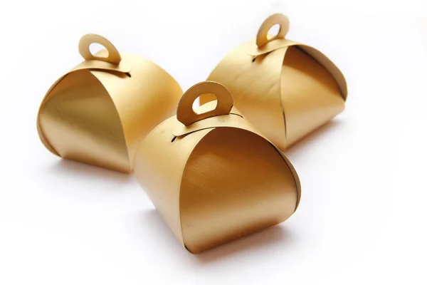 Three Golden Package Boxes — Stock Photo, Image