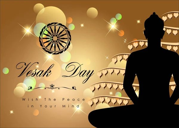 Resumen del Día de Vesak, El Día de la Meditación del Mundo . — Archivo Imágenes Vectoriales