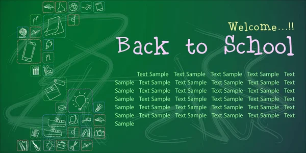 Добро пожаловать обратно в школу векторного фона. — стоковый вектор