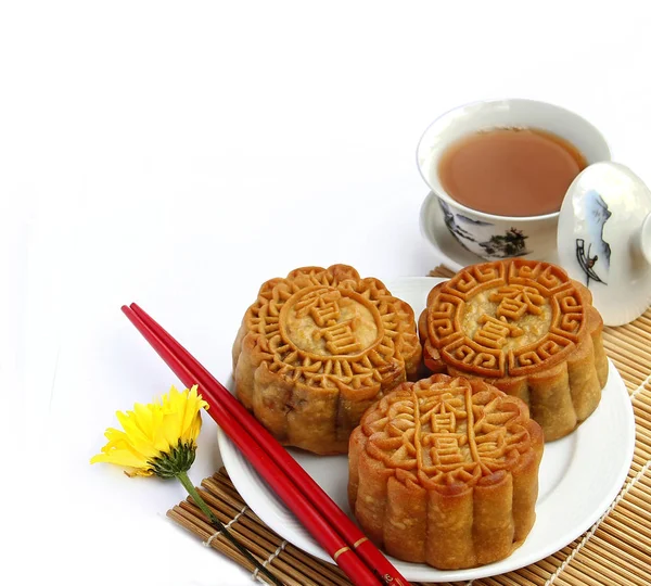 Mooncake, kínai közép-őszi fesztivál. — Stock Fotó