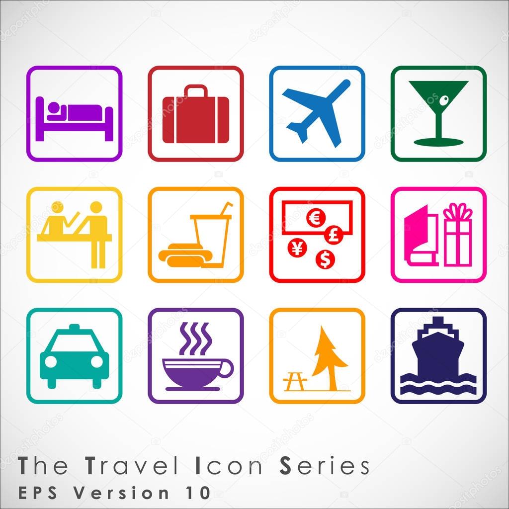 Travel and tourism icon set. Simplus series