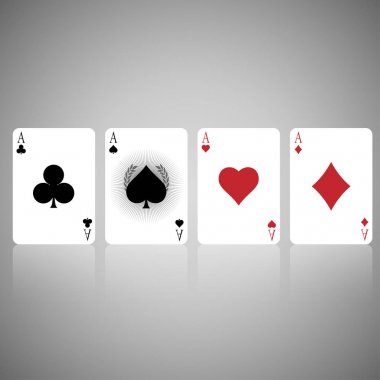 Sayı A Clup, A Spade, A duydum ve oyun Karelenmiş sırasıyla A 