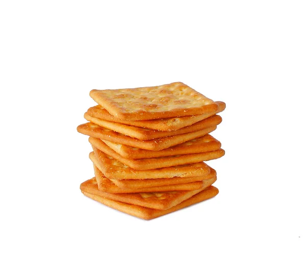 Salty Crackers are on white background. — Stock Photo, Image