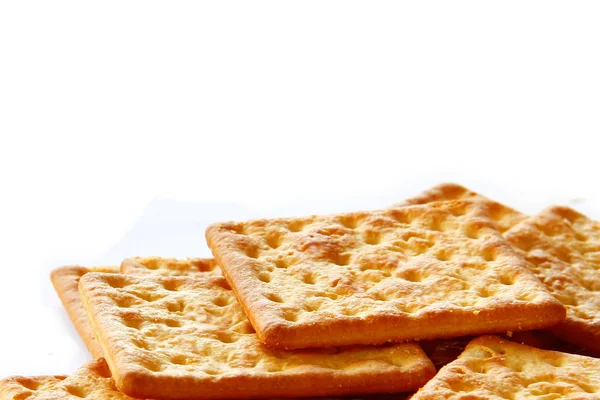 Salty Crackers are on white background. — Stock Photo, Image