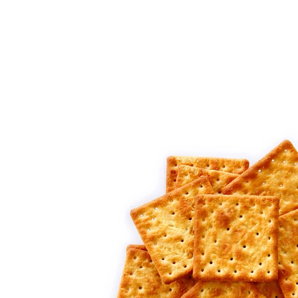 Salty Crackers are on white background with copy space. — Stock Photo, Image