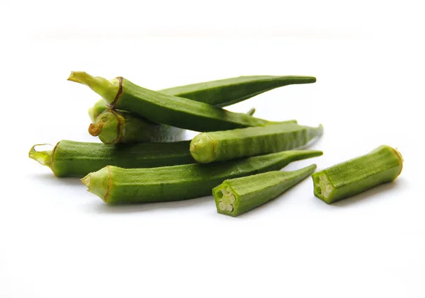 Fresh raw okra, Vegetable Organic. — Stock Photo, Image