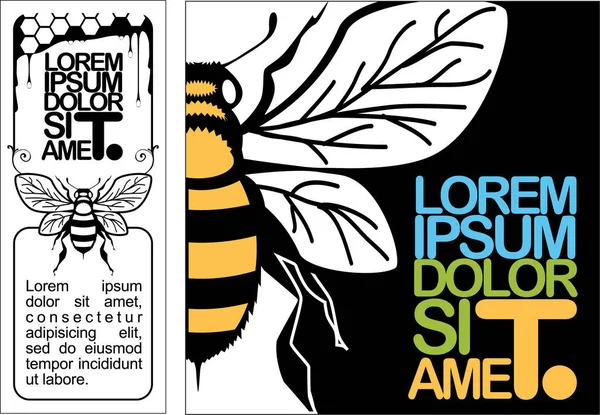 Tatlım afiş tasarım şablonu kümesi bal ürünleri için. Vektör ve illüstrasyon, Eps 10