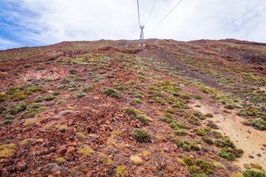 Teleferik Teide yanardağı üzerinde