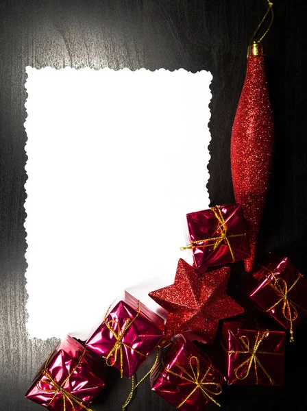 Різдвяна рамка з прикрасами — стокове фото