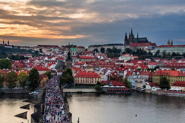 View on Prague and Charles bridge — Stock Photo, Image