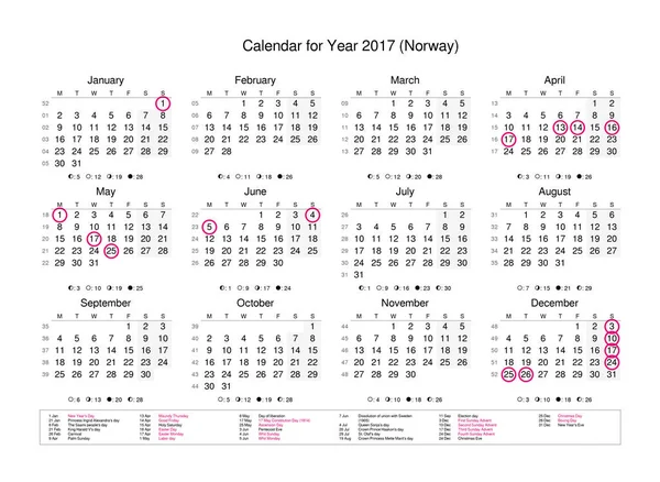 Calendar of year 2017 with public holidays and bank holidays