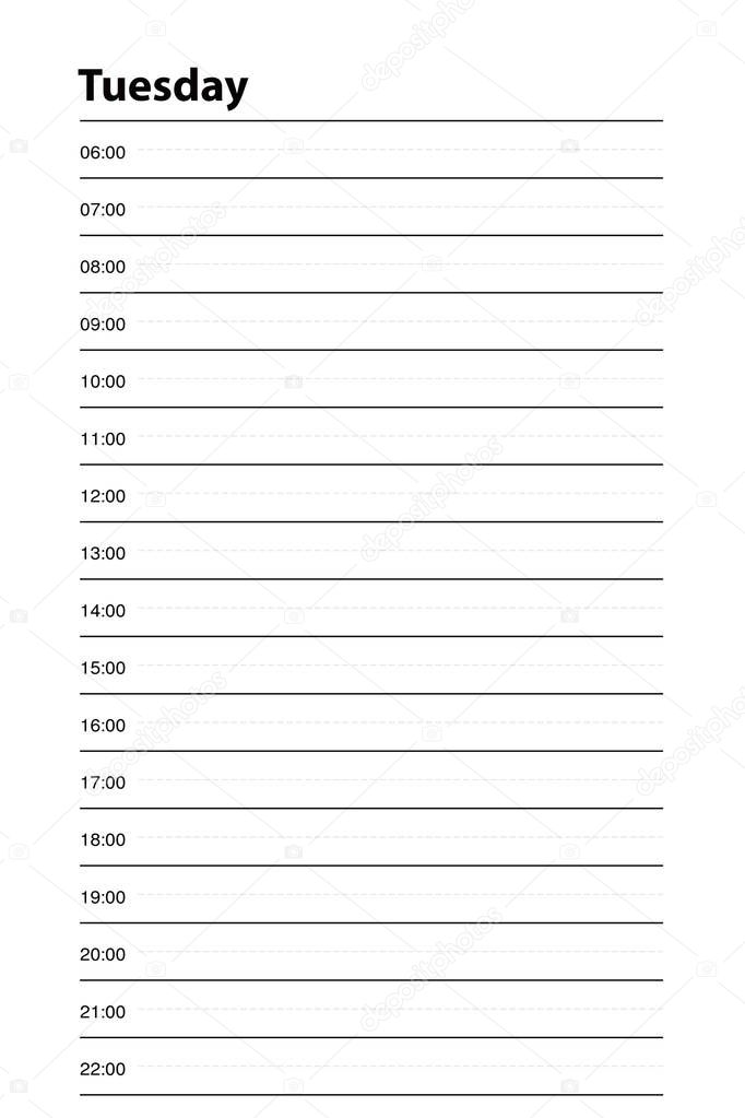 tuesday page of daily planner 
