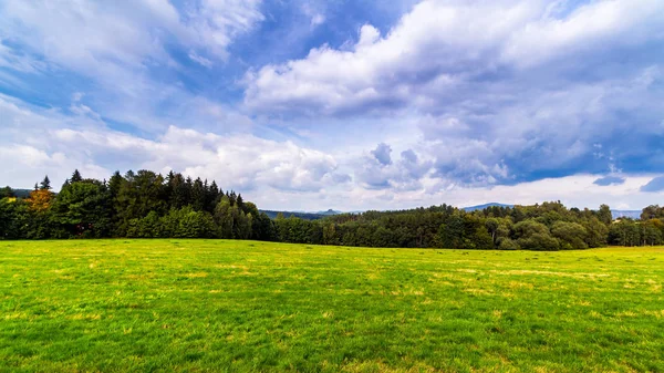 緑の草原と牧歌的な農村景観 — ストック写真
