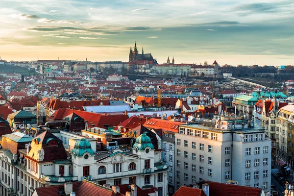 Sunset panorama of Old Town of Prague — Stock Photo, Image