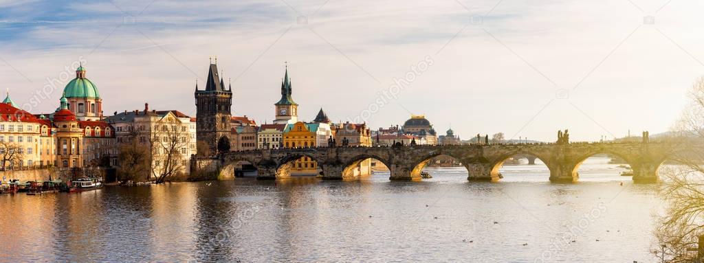 Charles Bridge (Karluv Most) and Lesser Town Tower, Prague, Czec