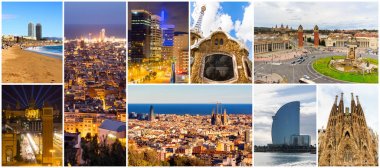 güzel bir Barselona kolaj. Catalonia. İspanya