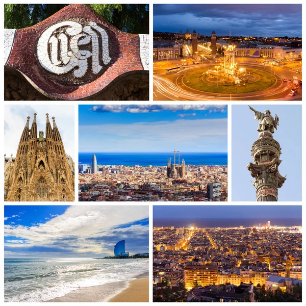 Collage de la hermosa Barcelona. Cataluña. España — Foto de Stock