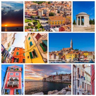 Collage of Rovinj photos in Croatia clipart