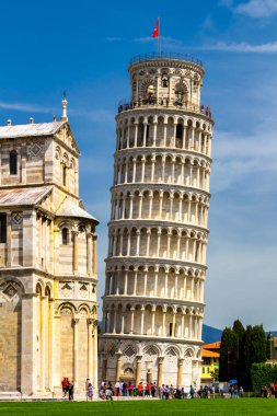 The Leaning Tower of Pisa is the campanile, or freestanding bell clipart