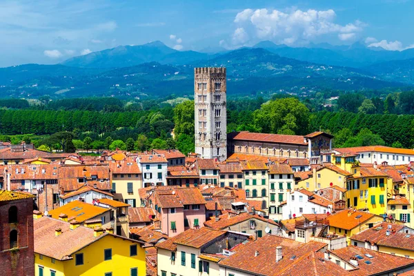 Vista de la ciudad italiana Lucca con techos típicos de terracota —  Fotos de Stock