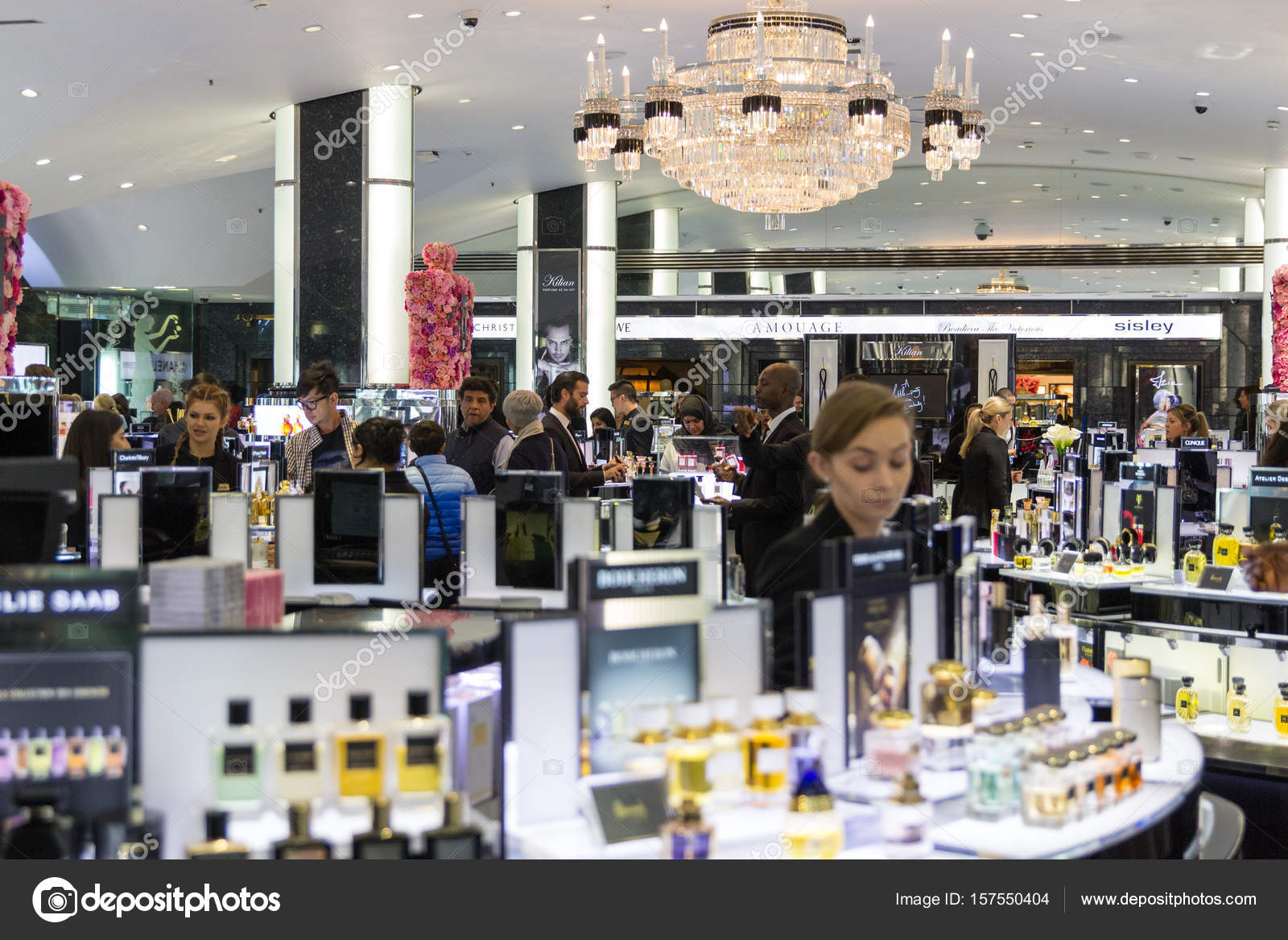 London, England April 4, 2017: Interior of the famous Harrods