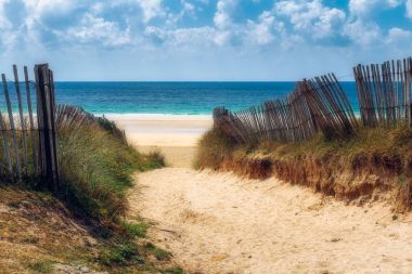 Yol plaja, Quiberon'ın peyzaj, Bretagne (Brittany), Fr