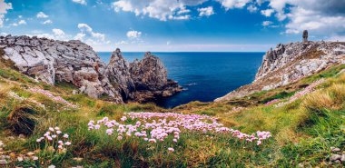 Panorama of Pointe du Pen-Hir with World War Two monument to the clipart