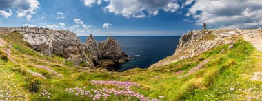 Panorama of Pointe du Pen-Hir with World War Two monument to the clipart