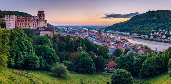 Ünlü eski Köprüsü ve Heidelberg castle Heidelberg beldesi