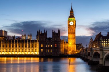 büyük ben ve westminster Köprüsü'nde dusk, Londra, İngiltere