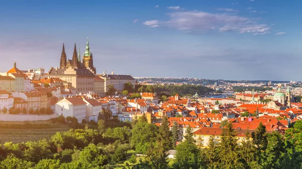 Pražský hrad a Saint Vitus Cathedral, Česká republika. Panoram — Stock fotografie