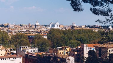 Roma, İtalya'nın manzarası. Panoramik Roma mimarisinin ve 