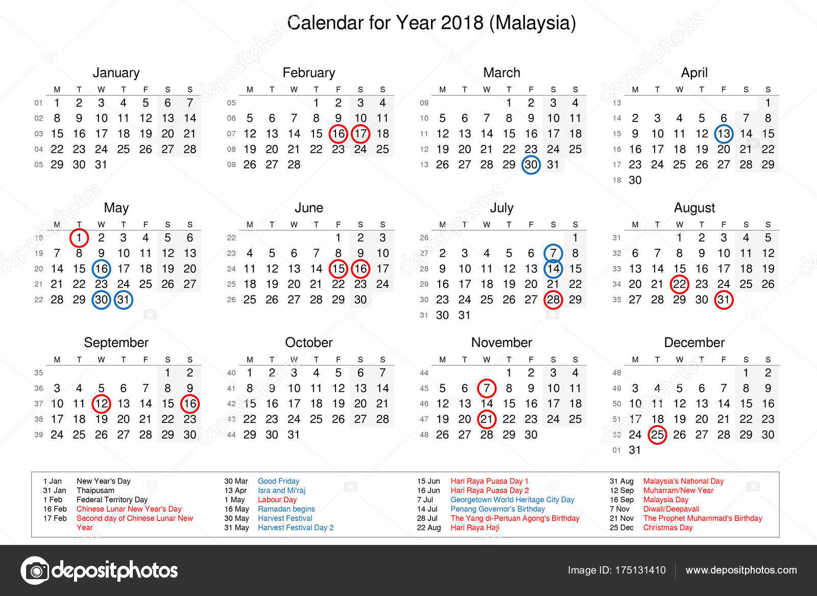 Calendar Of Year 2018 With Public Holidays And Bank Holidays For - 