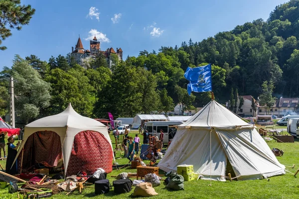 Bran, Romania - 12 August, 2017: Medieval festival tent and prep