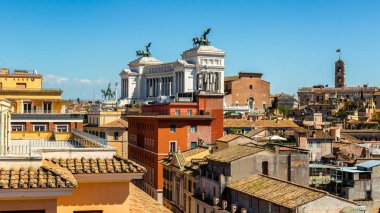 Roma, İtalya, Castel Sant Angelo dan tarihi merkezi üzerinden panoramik görünüm