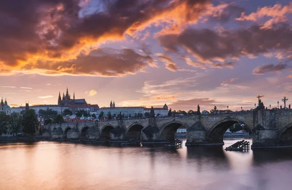 Famous Iconic Image Prague Castle Charles Bridge Prague Czech Republic — Stock Photo, Image