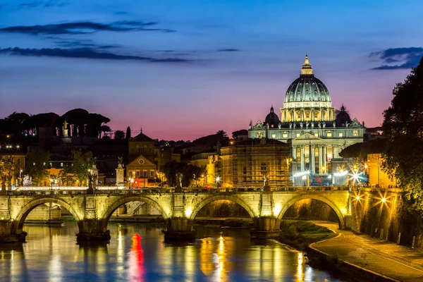 Kota Vatikan Roma Italia Citra Indah Malam Berkilau Panorama Basilika — Stok Foto