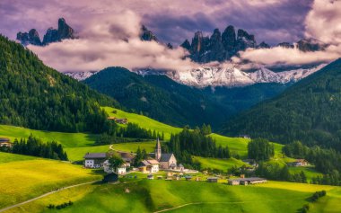 Famous best alpine place of the world, Santa Maddalena (St Magda clipart