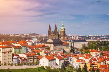 Prag Kalesi ve Saint Vitus Katedrali, Çek Cumhuriyeti. Panoram