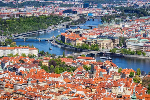 Aerial view of old Red Tiles roofs in the city Prague, Czech Rep Royalty Free Stock Photos