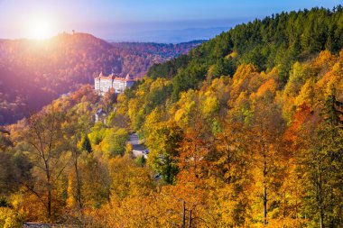 Sonbahar görünümü, eski şehir, Karlovy Vary (Carlsbad), Çek Republ