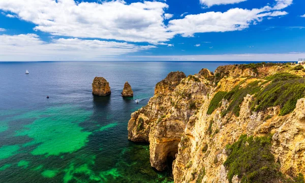 Panoramik görünüm, Algarve Lagos yakınlarındaki Ponta da Piedade, Portekiz
