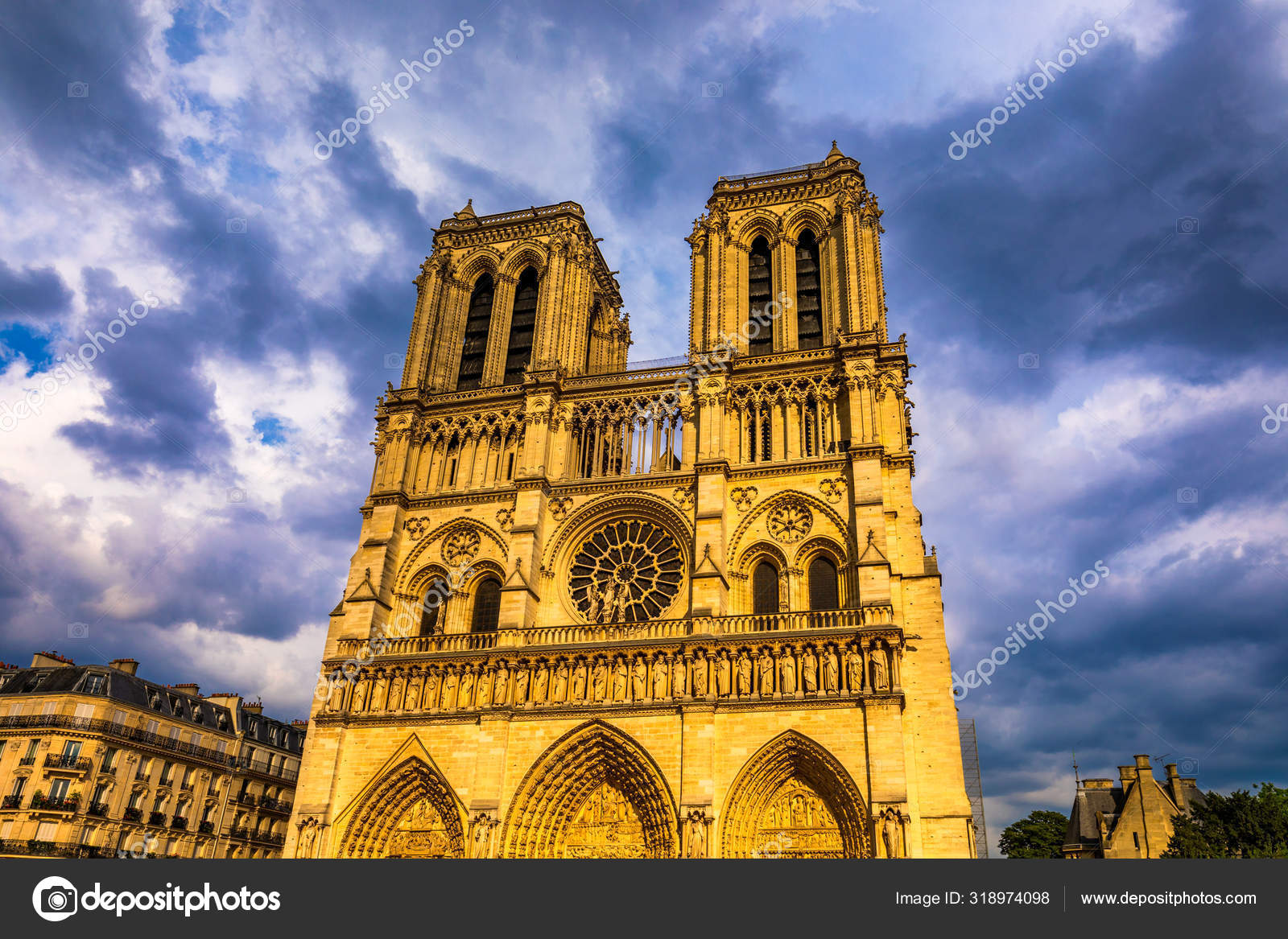 Собор Парижской Богоматери, Франция. Нотр-Дам Де Пари Стоковое.