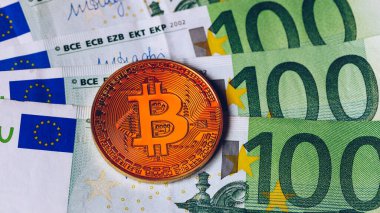 Bitcoin cryptocurrency (crypto currency) over Euro money. Golden