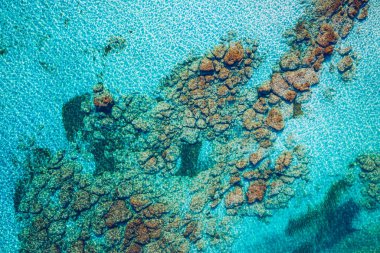 Sea surface aerial view. Background image of the turquoise sea. 