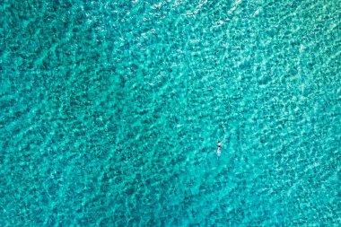 People swimming in the sea. Aerial view, Top view. The color of 